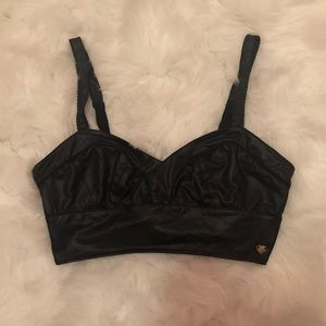 Kendall + Kylie faux leather Bustier top